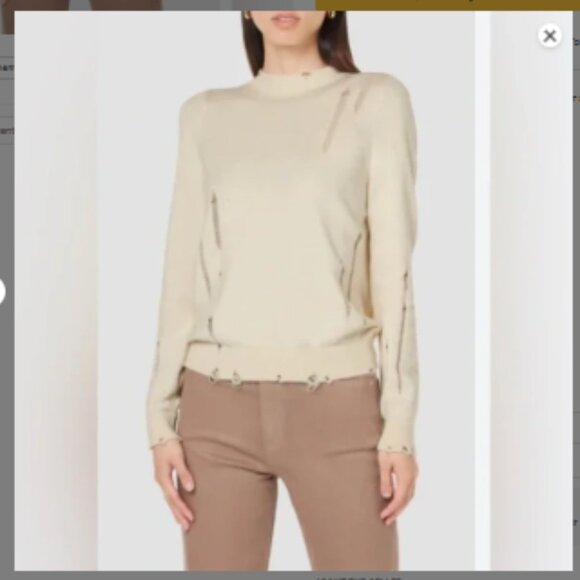 Hudson Sweater Women's Large Blue Distressed Twist Back Cotton-Cashmere Blend LS - Picture 14 of 15